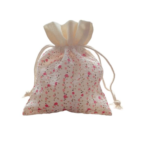 24 Floral Flower Patterned Cotton Fabric Gift Jewelry Bags Drawstring Cord - Picture 2 of 10